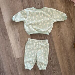 NEW - Mint Green Baby Outfit with Animal Print